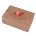 Scatola regalo minimalista in carta kraft con chiusura a cuore rosso 3D per San Valentino - Scatola in carta kraft con cuore rosso / 7,5 * 11 * 3,5 cm (10 pezzi / confezione)