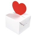 Minimalistische weiße Geschenkschachtel mit rotem 3D-Herzverschluss für Valentinstag - 3D Rotes Herz Stil / 6.5x6.5x5cm