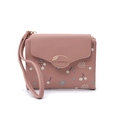 Sac bandoulière rose poudré en similicuir avec imprimé cerises et rabat chic - Vieux rose