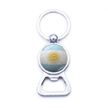 Detailed close-up of metal Argentina flag bottle opener keychain with a polished finish - Argentina Football Style (XSWX6188-4)