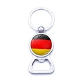 Detail of silver metal soccer bottle opener keychain with German flag colors and ball logo - Germany Football Style (XSWX6188-2)