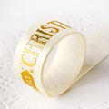 Weißes Polyester-Weihnachtsband mit Goldfolien-Schriftzug für festliche Verpackungen - Weihnachten Weißes Band Goldfolie Schaum (23m/Rolle)