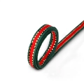 Green and red striped Christmas ribbon with gold stitching for gift wrapping and crafts - Christmas Green Style (HS002-1) / Width 5mm Length 23m
