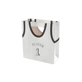 Cartoon jersey style white paper gift bag with Player 1 print for kids sports party - Black and White Jersey (HB10026)