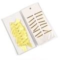 Pale yellow polyester satin bows with gold metallic twist ties on display card - Lemon Yellow