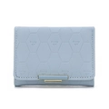 Detail of light blue PU leather wallet with a premium hexagonal honeycomb texture - Blue