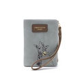 Petit porte-monnaie vertical en cuir PU bleu avec motif girafe et dragonne brune - Vert Gris