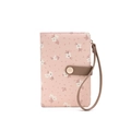 Porta passaporto rosa con motivo floreale, cinturino in pelle e chiusura a pressione - Stile Floreale / Rosa