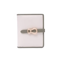Close-up of pink minimalist wallet with green strap and gold bow metal buckle - Beige Olive Contrast (PT25-2367) / Off White