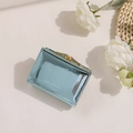 Schicke Laser PU Leder Mini Brieftasche in Spiegelblau mit goldenem Verschluss - Spiegelblau Glänzendes PU / Blau