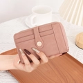 Portafoglio da donna in pelle PU rosa cipria con cerniera e scomparti per carte a scatto - Rosa Scuro