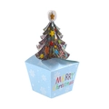 Light blue Christmas gift box with snowflake patterns and 3D Christmas tree topper - Small Blue Christmas Element Style