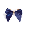 Handmade navy blue satin ribbon bow with gold metal buckle for gift wrapping and hair - 25mm Wide (7x6cm) / Blue
