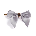 Satin grey ribbon bow with gold metal center piece on a clean white background - 25mm Wide (7x6cm) / Gray