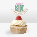 Cartoon green polka dot gift box cupcake topper with Have a nice day banner for baking - Green Polka Dot Gift Style