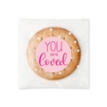Pink heart sticker with 'YOU are loved' on a white polka dot butter cookie package - You Are Loved (Black) / 5x5cm