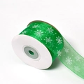 Dettaglio nastro di organza verde con fiocchi di neve per confezioni regalo - Stile Chiffon / Verde
