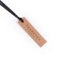 Brown kraft paper Thank You gift tag with black silk ribbon on white background - 7x1.8cm / Original Color