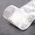 Nastro bianco semitrasparente con fiocchi di neve per pacchetti regalo di Natale e dolci - Stile Chiffon / Bianco