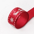 Rotes Weihnachts-Ripsband mit weißen Rentier- und Schneeflockenmotiven für Geschenkverpackungen - Rotes Weihnachten Weiß Elch Schneeflocke Ripsband / 1.5cm*23m