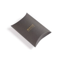 Minimalist dark grey pillow gift box with gold foil Merci Beaucoup text on white background - Dark Gray