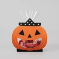 Halloween pumpkin candy gift bags with Jack-o'-lantern card and transparent pouch - Ghost Pumpkin (HB0052) / 8 Boxes + 8 Twist Ties + 8 OPP Bags