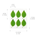 Set di 6 adesivi decorativi a forma di foglia verde con dettagli di venature e misure - Foglia Verde / 8x4cm