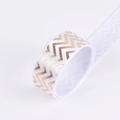 White ribbon with gold chevron pattern for gift wrapping and festive decoration 23m roll - White Gold Stamping Chevron Pattern Style