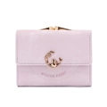 Detail of light purple wallet with golden rabbit relief and Modern Rabbit text print - Pink Purple