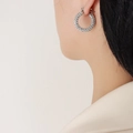 Pendientes de aro plateados con cristales pavé en modelo para un estilo lujoso - Color Acero