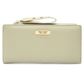Cartera larga minimalista para mujer verde menta con hebilla de corazón dorado - Verde