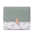 Dreifach gefaltetes Damen-Mini-Portemonnaie mit Blumendruck und roségoldener Schließe - Grün