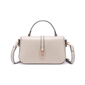 Détail du sac à bandoulière en cuir PU blanc cassé avec élégante serrure en métal doré - Abricot Beige