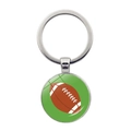 Grüner American Football Schlüsselanhänger mit braunem Ballmuster auf Silberring - Rugbyball Hellgrüner Hintergrund Stil (JY008842-4)