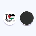 Detailed macro view showing the glossy front and black magnetic back of Palestine fridge magnet - I Love Palestine Flag Heart (JY008769-12)