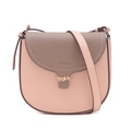 Roze en bruine crossbody tas met gouden bladsluiting en litchi-textuur leer - Roze