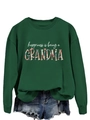 Detail of grandma letter print and vintage floral pattern on green sweatshirt - S / Dark Green Sweatshirt (White Text Pattern)