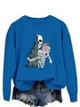 Detail of Sorta Merry Sorta Scary Christmas graphic print on a blue long sleeve sweatshirt - S / Lake Blue