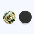 Detail of bee and white flower design on 25mm round stained glass crystal magnet - Bee Gathering White Flower Nectar Style (JY008891-8)
