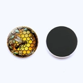 Bee and flower crystal glass refrigerator magnet with magnetic back for home decor - Bee On Golden Honeycomb Style (JY008891-3)
