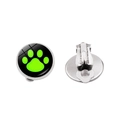 Orecchini a clip con zampa verde stile coccinella per donne senza buchi alle orecchie - Stile con Motivo a Impronta di Zampa Verde e Nero (JY006606-4)