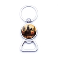 Detail of silver cowboy sunset silhouette bottle opener keychain with metallic finish - Sunset Cowboy Style (JY008917-12)