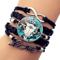 Bohemian multi-layer leather bracelet with western skull and love charms for men - Bull Skull Style (JY008934-2)