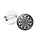 Colorful dartboard enamel pin badge with classic black white and red target pattern - Silver-11