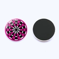 Colorful dartboard glass fridge magnet with 25mm crystal surface and strong magnetic backing - Pink Black Dartboard Style (JY9467-10)