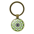 Detail of dartboard keychain with green and black target pattern under glass dome - Bronze-Green White Black Checkered