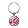 Colorful target dartboard keychain with red blue and white geometric patterns - Silver-Red White Blue Target