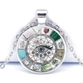 Silberne Evil-Eye-Medaillon-Halskette mit Anhänger aus verschiedenen Glückssymbolen - Stil 2 (Silber-2) / Silber