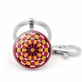 Portachiavi bersaglio per freccette colorato con ciondolo in vetro e chiusura a moschettone - Stile 4 / Argento