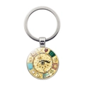 Detailansicht eines böhmischen Evil Eye Schlüsselanhängers mit goldenen Glückssymbolen - Silber-Stil 1
